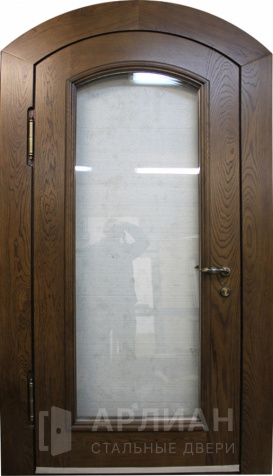 Фото «Арочная дверь для частного дома со стеклом входная №65»
